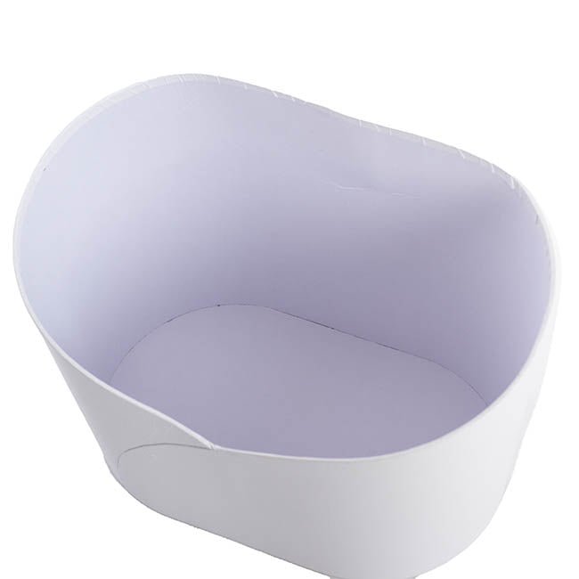 Hamper Bucket Oval Large White (32x22x23.5cmH)