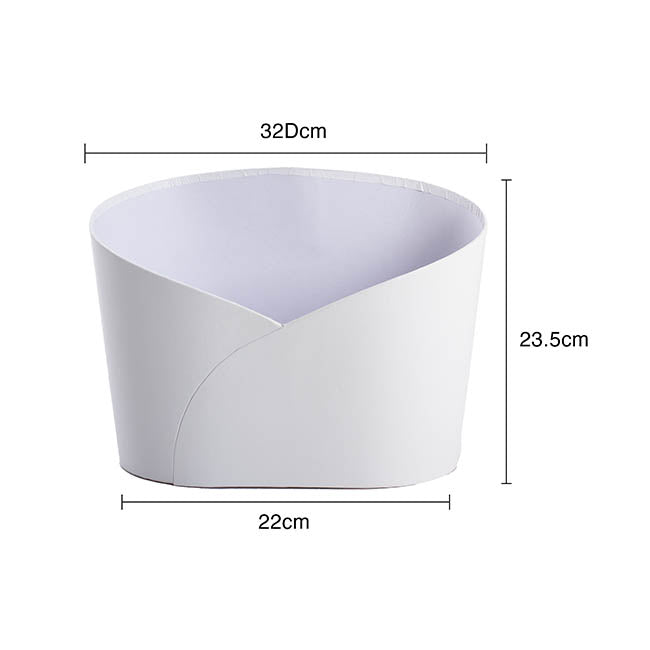 Hamper Bucket Oval Large White (32x22x23.5cmH)