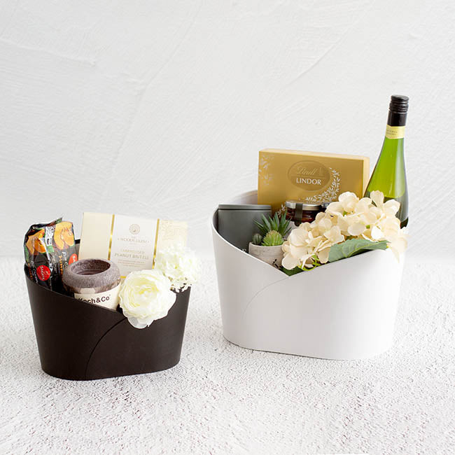 Hamper Bucket Oval Medium Black (26.5x18.5x18cmH)