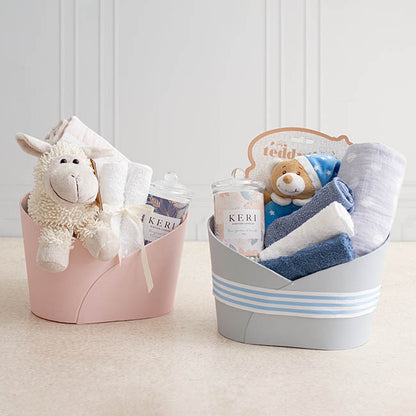 Hamper Bucket Oval Medium Baby Pink (26.5x18.5x18cmH)