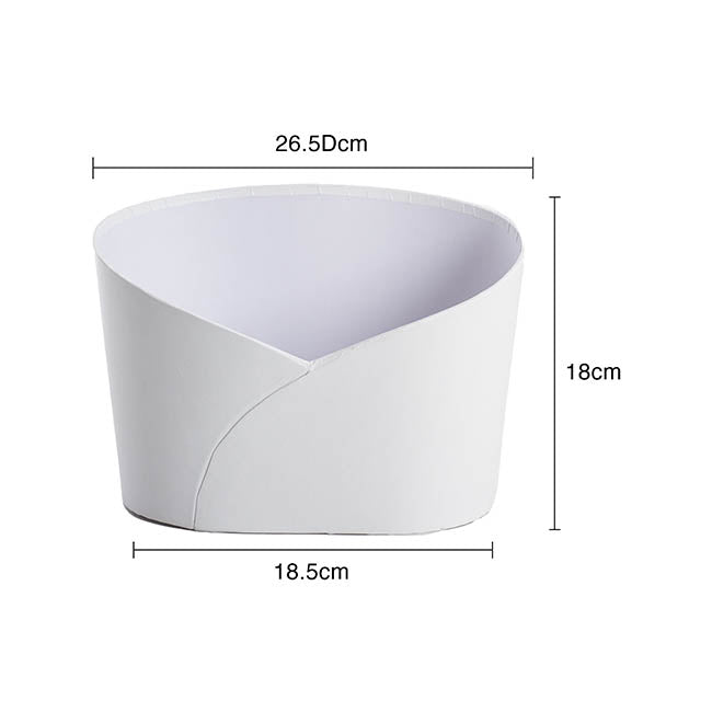 Hamper Bucket Oval Medium White (26.5x18.5x18cmH)