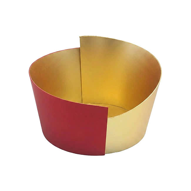 Hamper Designer Bucket Oval Gold Foil & Red(25.5x19.5x18cmH)