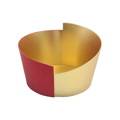 Hamper Designer Bucket Oval Gold Foil & Red(25.5x19.5x18cmH)