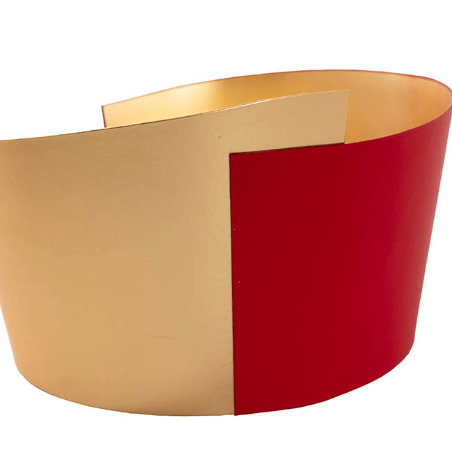 Hamper Designer Bucket Oval Gold Foil & Red(25.5x19.5x18cmH)