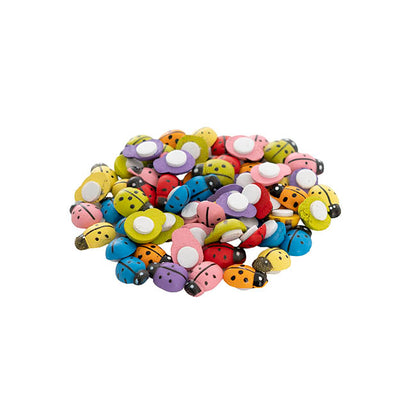 Sticker Wooden Ladybug Assorted Colour Pack 100 (12mmx8mm)