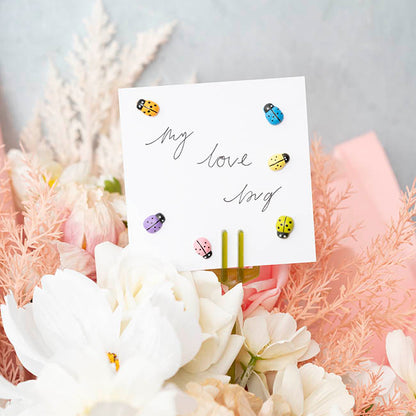 Sticker Wooden Ladybug Assorted Colour Pack 100 (12mmx8mm)