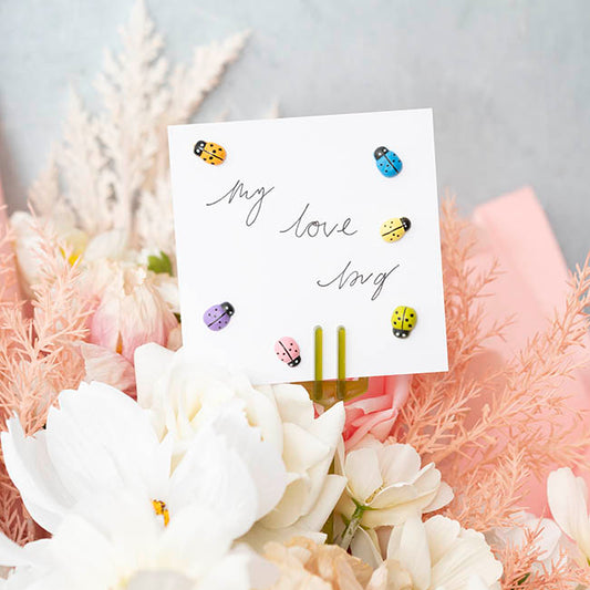 Sticker Wooden Ladybug Assorted Colour Pack 100 (12mmx8mm)