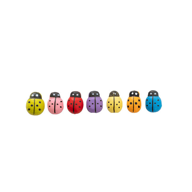 Sticker Wooden Ladybug Assorted Colour Pack 100 (12mmx8mm)