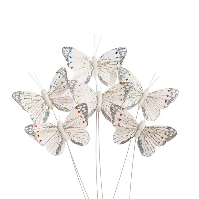 Pick Butterfly 10cm White Pack 12