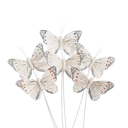 Pick Butterfly 10cm White Pack 12