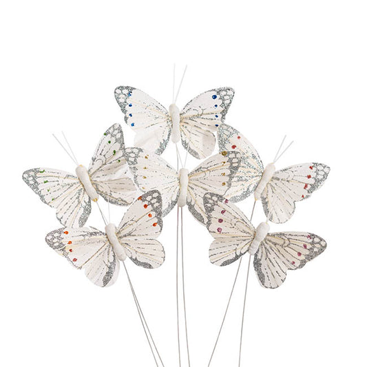 Pick Butterfly 10cm White Pack 12