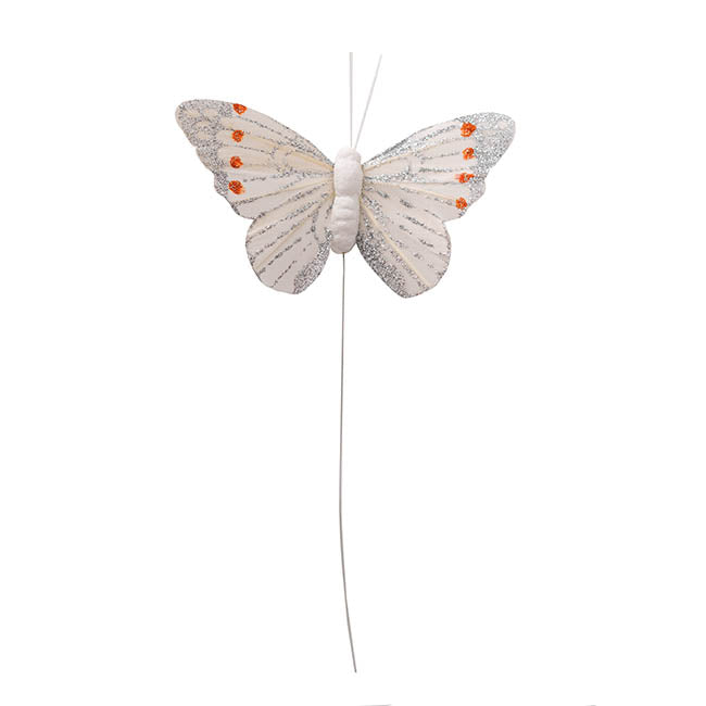 Pick Butterfly 10cm White Pack 12
