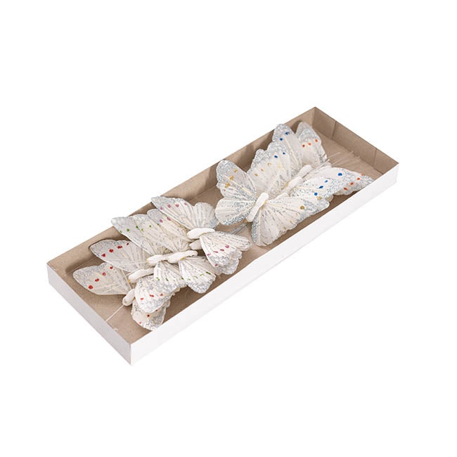 Pick Butterfly 10cm White Pack 12