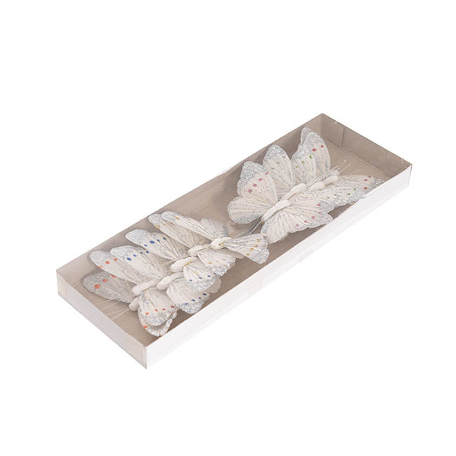 Pick Butterfly 10cm White Pack 12