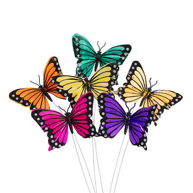Butterfly Picks Pack 12 Assorted Colours (10cmH)