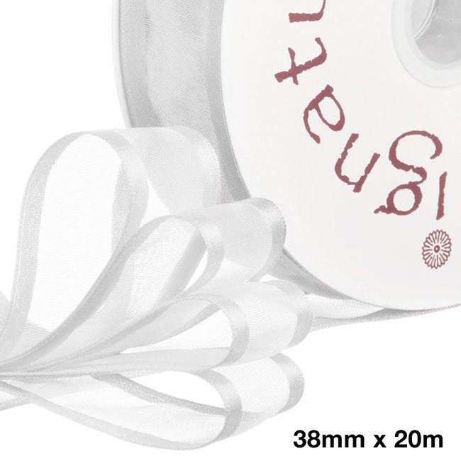 Ribbon Organdy Satin Edge White (38mmx20m)