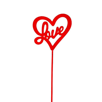 Wooden Love Heart Picks Pack 12 Red (32cmH)