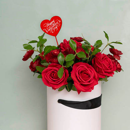 Wooden Happy Valentine's Day Heart Picks Pack 12 Red (32cmH)