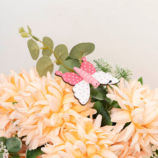 Wooden Butterfly Spring Picks Pack 12 Pink (32cmH)