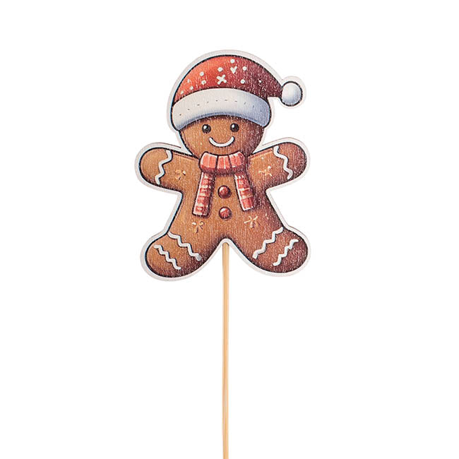 Gingerbread Man Wooden Picks Pack 12 Red (32cmH)