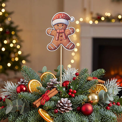 Gingerbread Man Wooden Picks Pack 12 Red (32cmH)