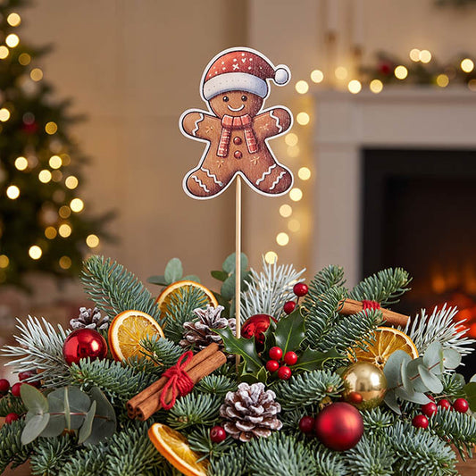Gingerbread Man Wooden Picks Pack 12 Red (32cmH)