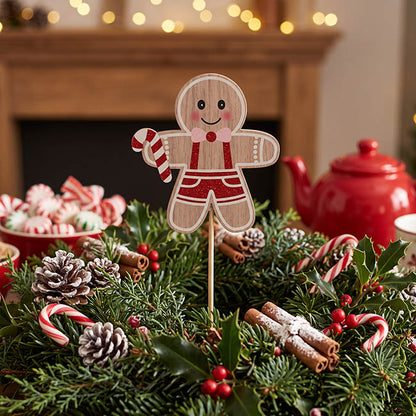 Gingerbread Man Candy Wooden Picks Pack 12 Beige (32cmH)