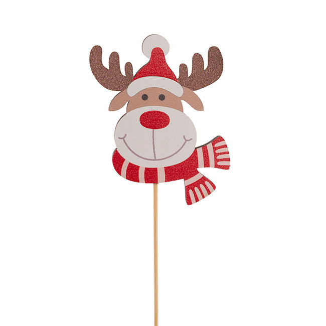 Reindeer Head Wooden Picks Pack 12 Brown (32cmH)