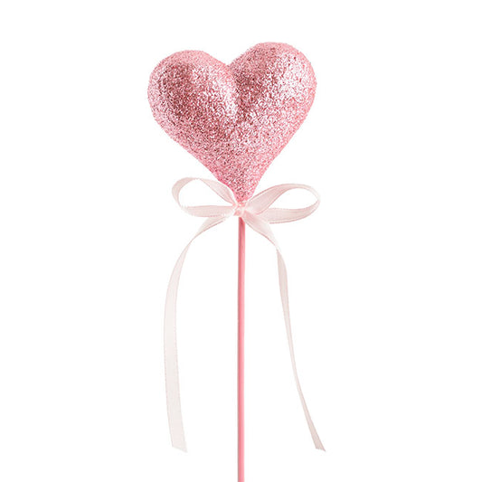 Love Heart Glitter Pick Pack 4 Pink (30cmH)