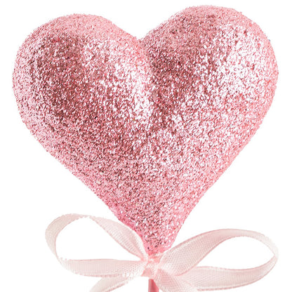 Love Heart Glitter Pick Pack 4 Pink (30cmH)