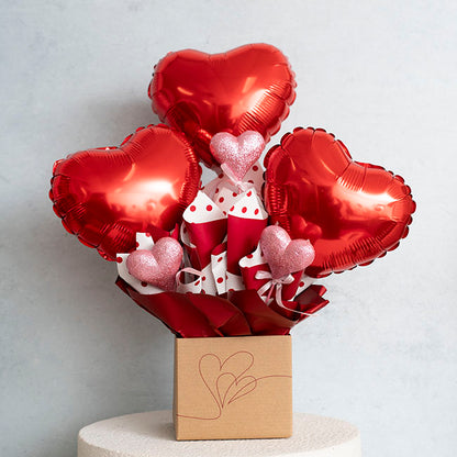 Love Heart Glitter Pick Pack 4 Pink (30cmH)