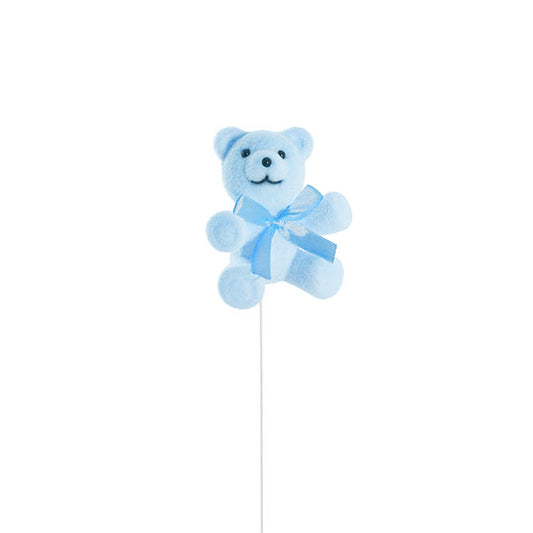 Teddy Bear w Bow Pick Pack 3 Flocked Blue (30.5cmH)