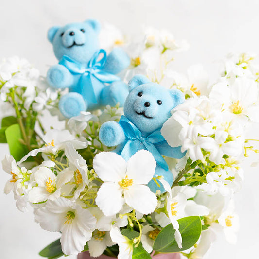 Teddy Bear w Bow Pick Pack 3 Flocked Blue (30.5cmH)