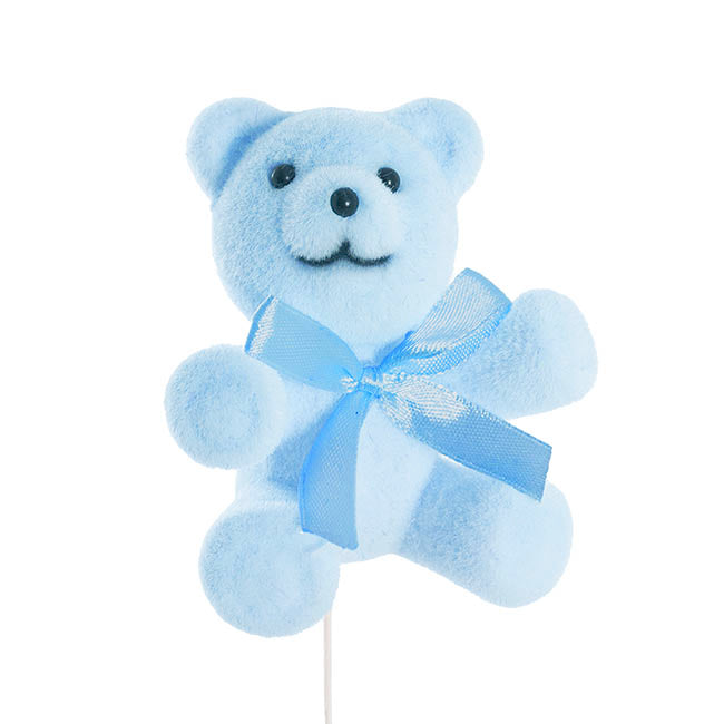 Teddy Bear w Bow Pick Pack 3 Flocked Blue (30.5cmH)