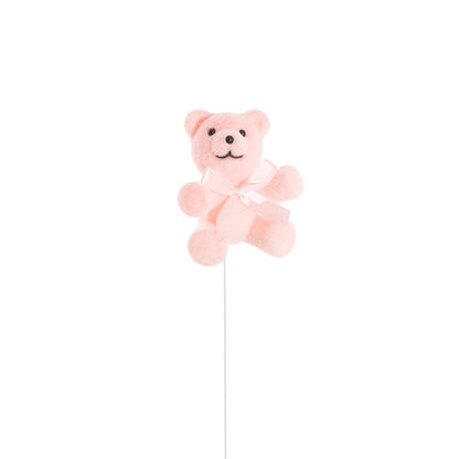 Teddy Bear w Bow Pick Pack 3 Flocked Pink (30.5cmH)