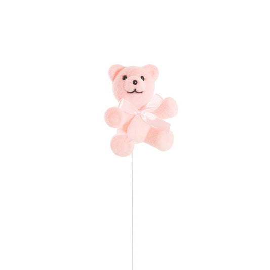Teddy Bear w Bow Pick Pack 3 Flocked Pink (30.5cmH)