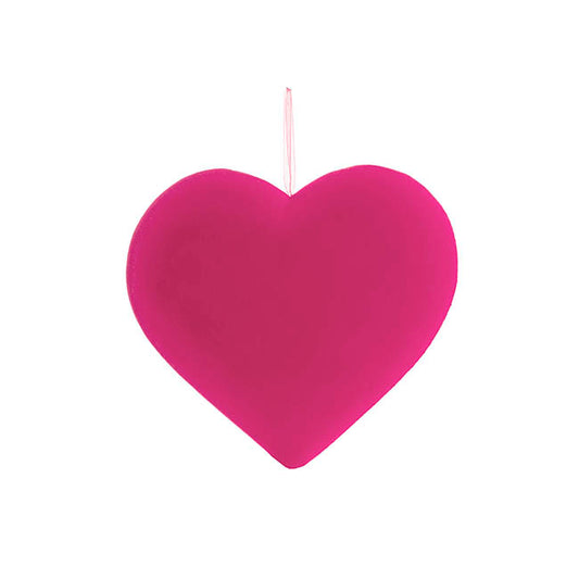 Hanging Love Heart Flocked Hot Pink (23cmD)