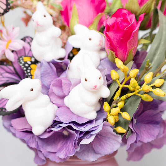 Bunny Rabbit Pick Pack 6 Flocked White (30cmH)