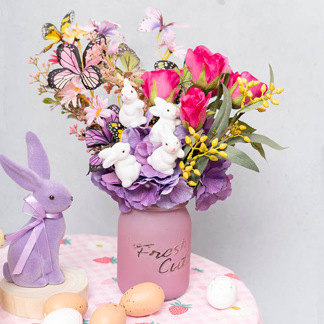 Bunny Rabbit Pick Pack 6 Flocked White (30cmH)