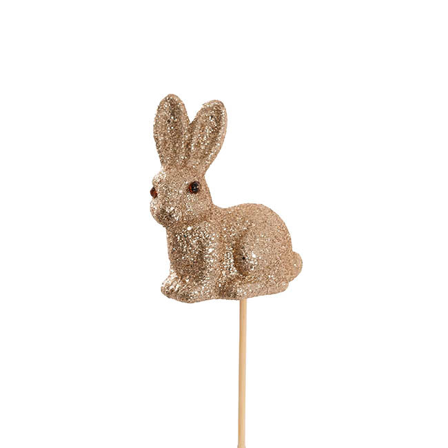 Sitting Bunny Rabbit Pick Pack 2 Glitter Champagne (25cmH)