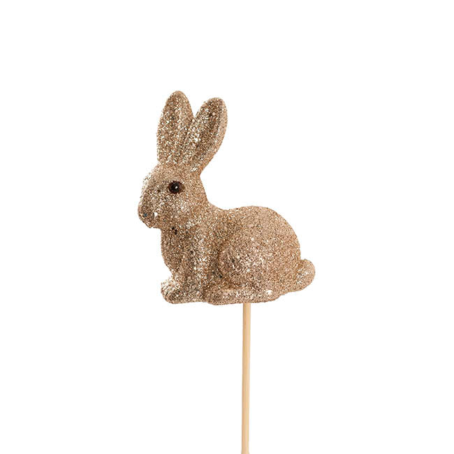 Sitting Bunny Rabbit Pick Pack 2 Glitter Champagne (25cmH)