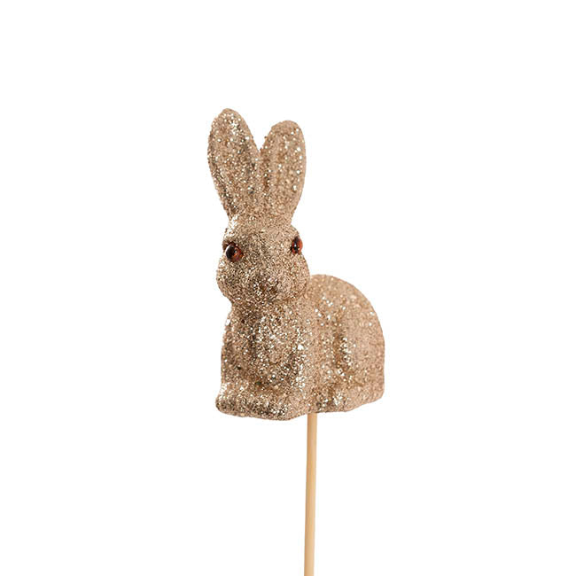 Sitting Bunny Rabbit Pick Pack 2 Glitter Champagne (25cmH)