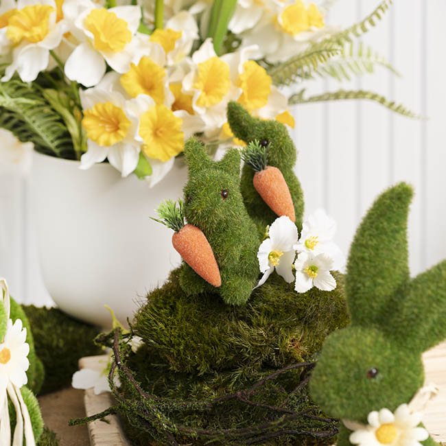 Decorative Bunny Rabbit Pick w Carrot Pack 2 Green (25cmH)