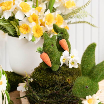 Decorative Bunny Rabbit Pick w Carrot Pack 2 Green (25cmH)