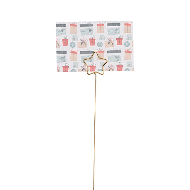 Pick Card Holder Metal Star Gold Pack 10 (3.2cmx34cmL)