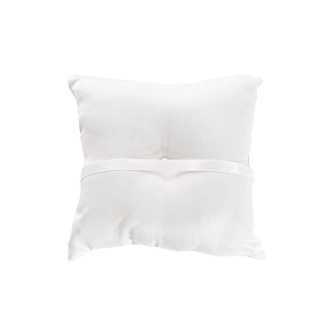 Wedding Ring Pillow Pearl & Diamante White (20x20cmH)