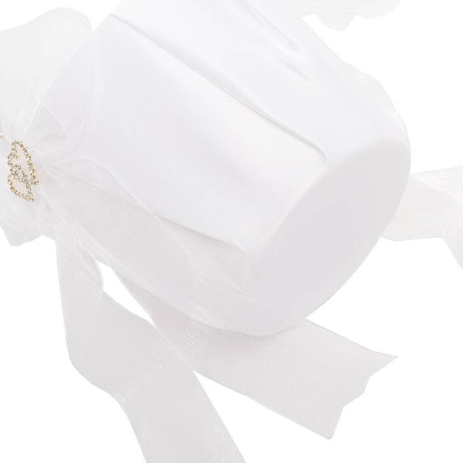 Organza Embellished Flower Girl Basket White (12.5cmDx22cmH)