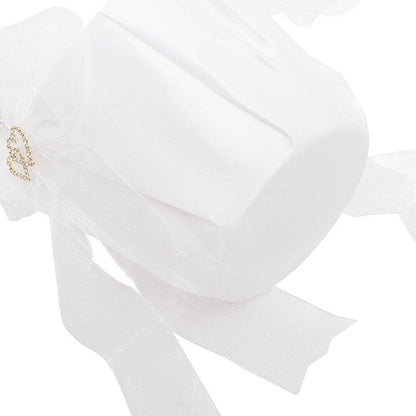 Organza Embellished Flower Girl Basket White (12.5cmDx22cmH)