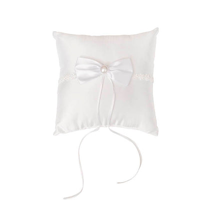 Wedding Ring Pillow w Bow White (20x20cmH)