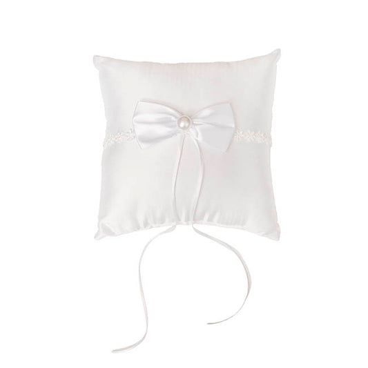 Wedding Ring Pillow w Bow White (20x20cmH)